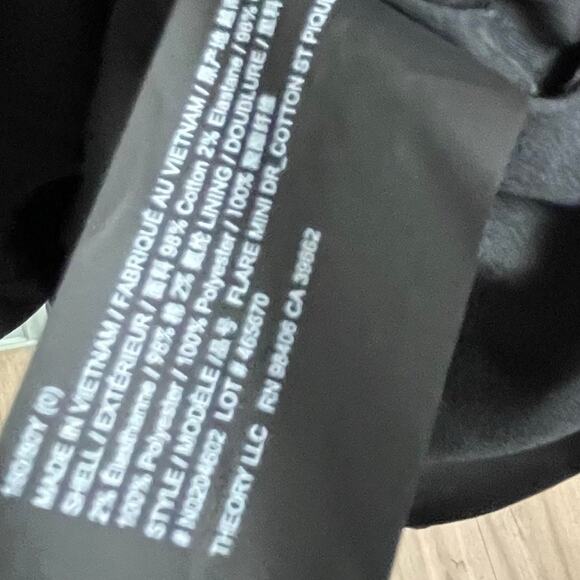 Theory Textured Little Black Dress Size 0 Mini Skater Cocktail Classic Event - Picture 5 of 5